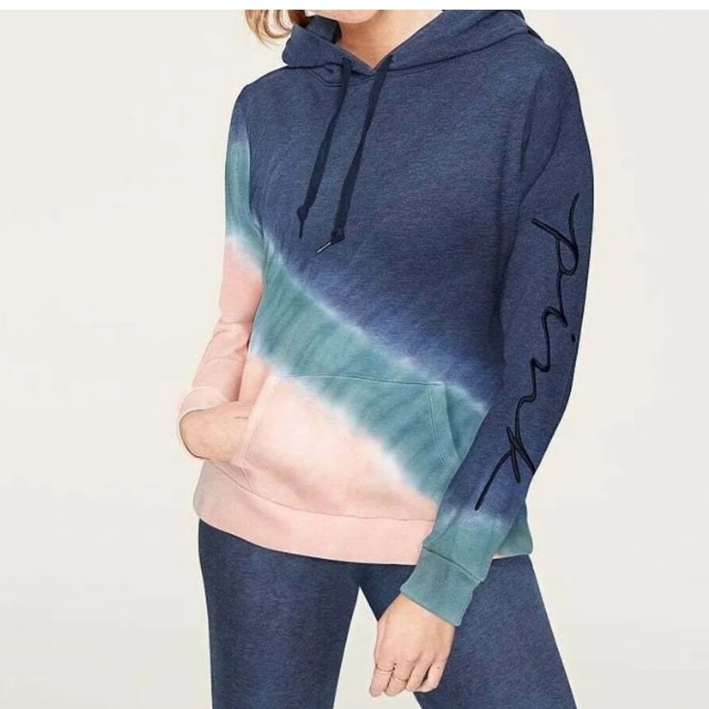 NEW VS PINK FLEECE HOODIE PULLOVER TIE DYE SMALL